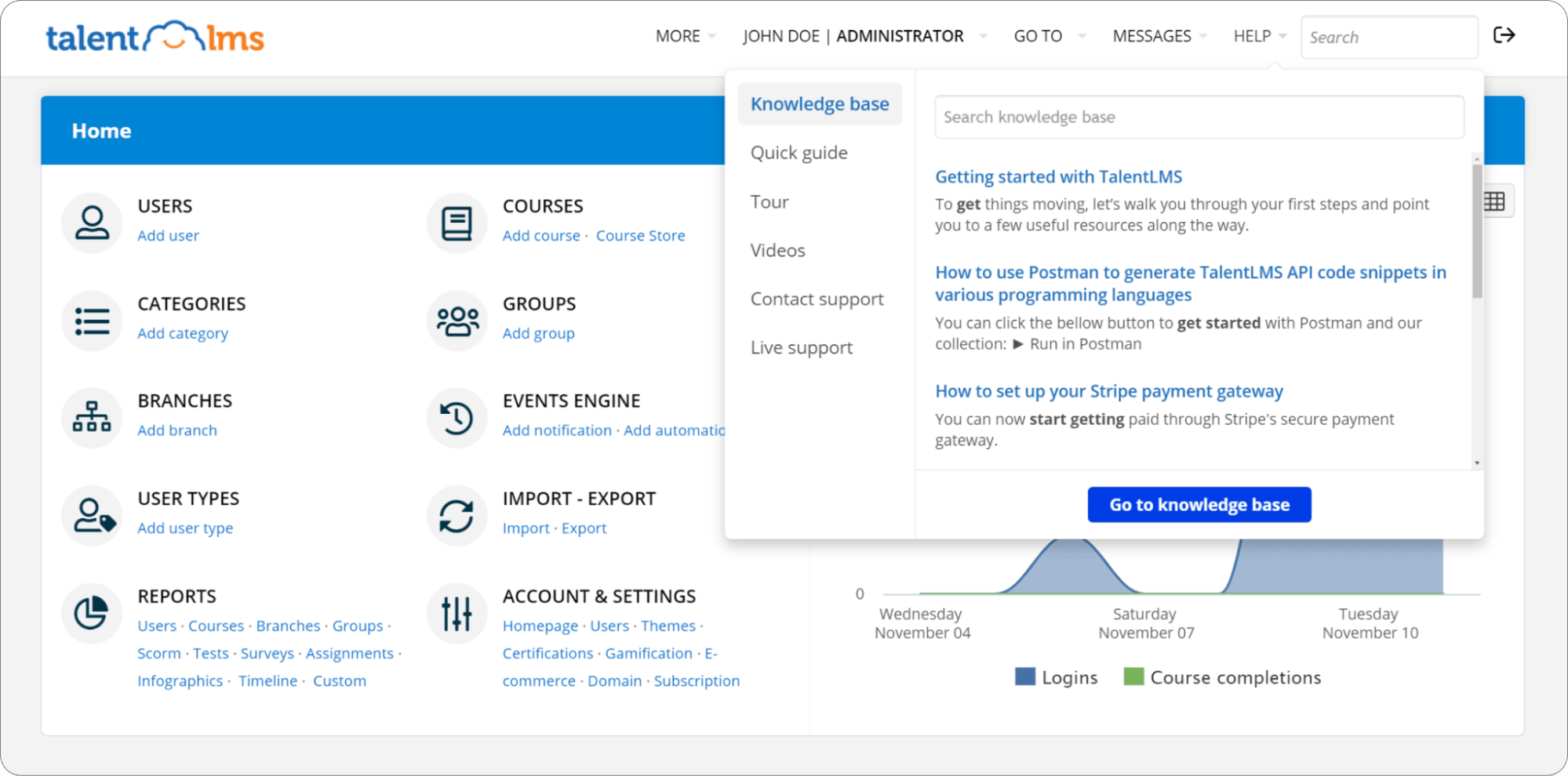 Learning management system TalentLMS interface