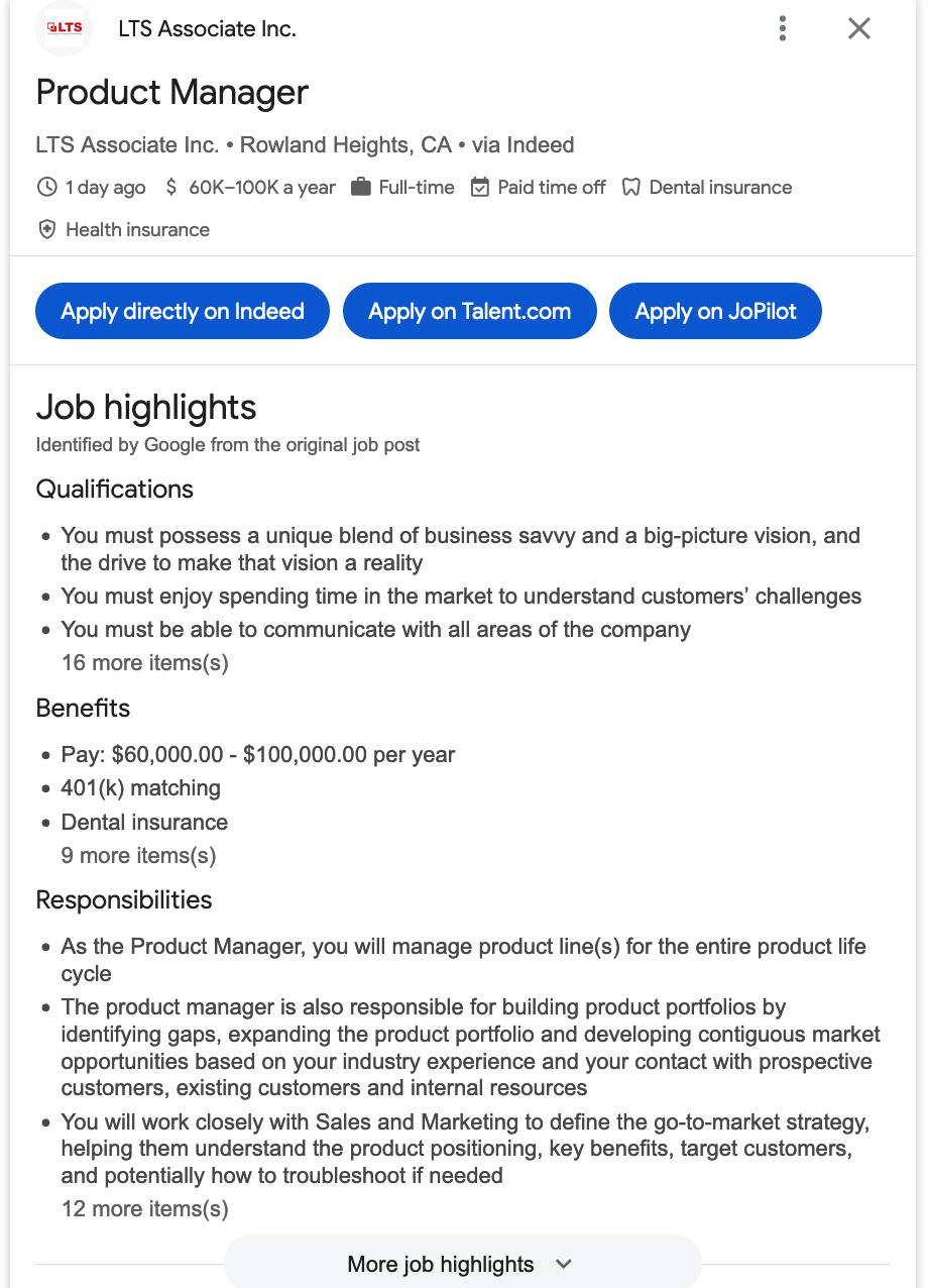 Product management Pipedrive insights job posting