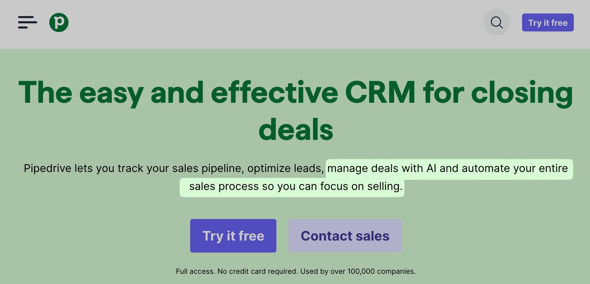 Product management Pipedrive sales copy