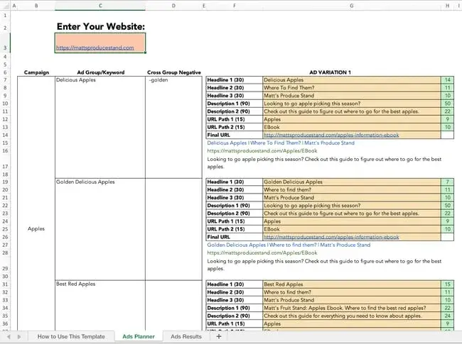 Free marketing plan template excel tracker for google ads campaigns