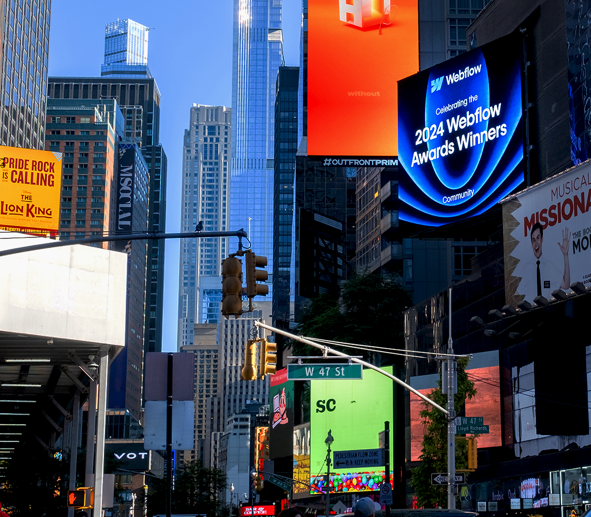 webflow awards billboard in times square in new york city