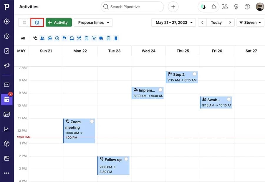 Action plan template Pipedrive calendar view