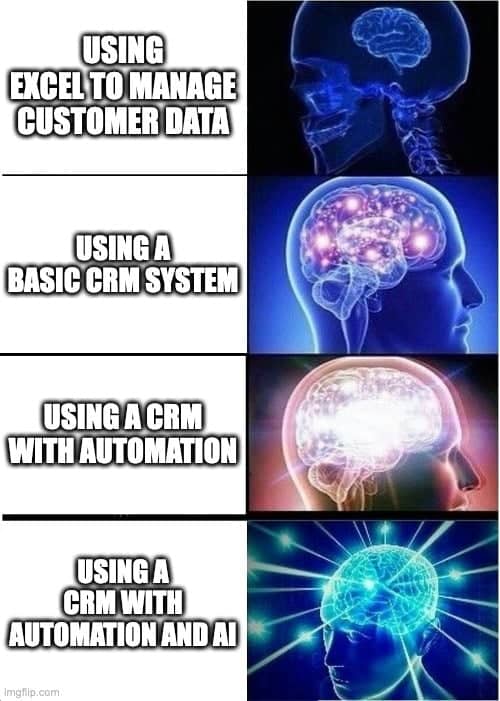 CRM meme Pipedrive expanding mind meme