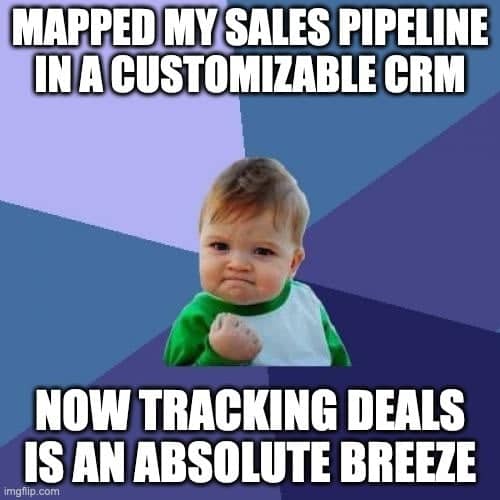 CRM meme Pipedrive success kid meme