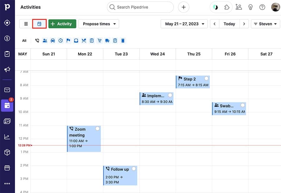 HR analytics Pipedrive calendar view