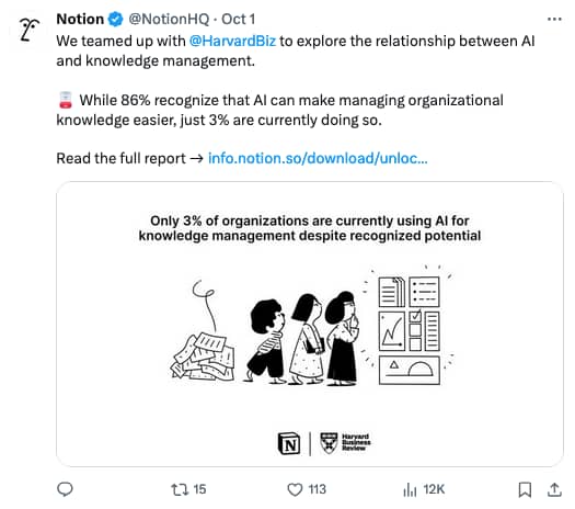 Social media management Pipedrive Notion tweet