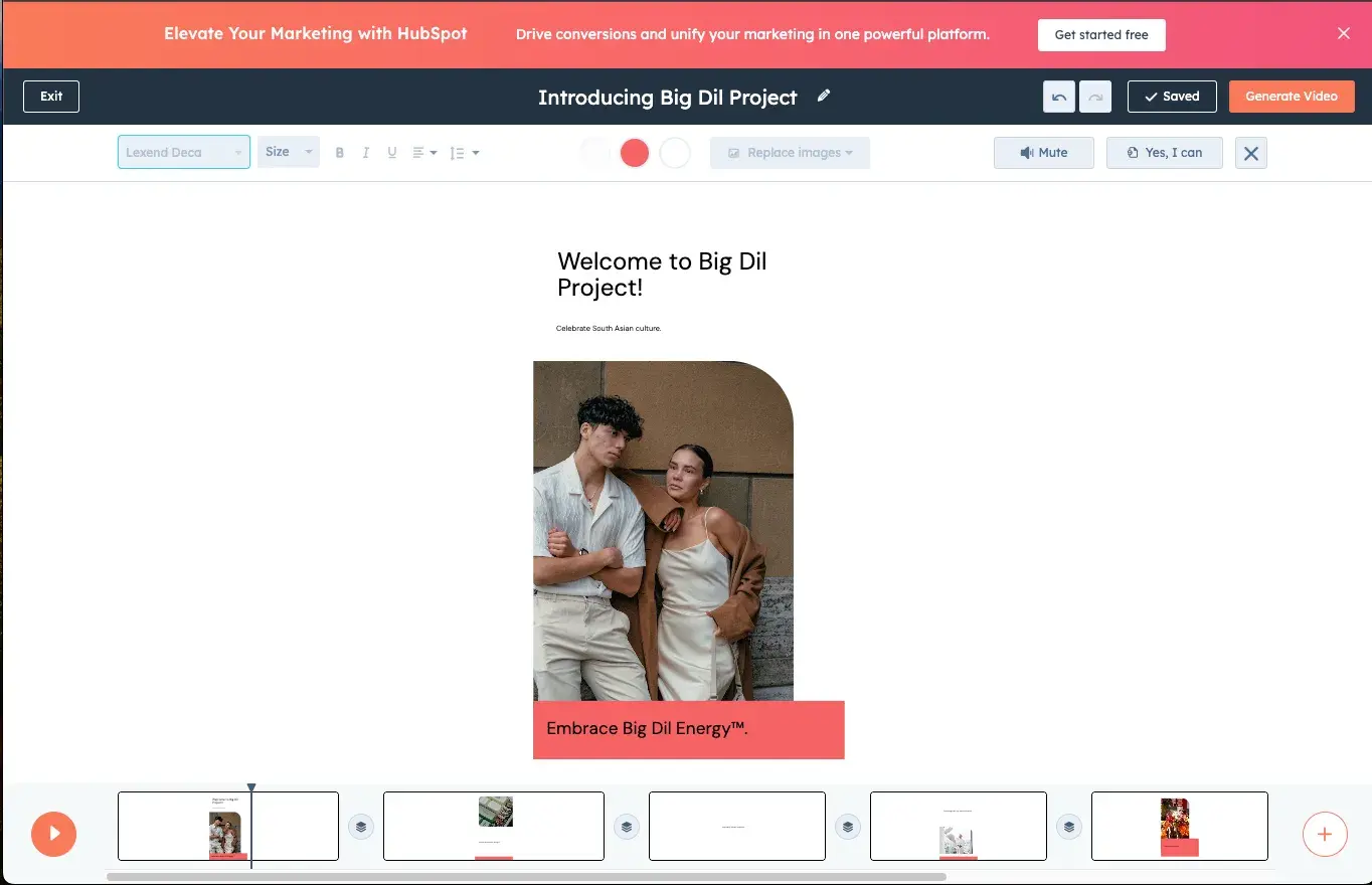 Screenshot showing an example of a video created by HubSpot Clip Creator.