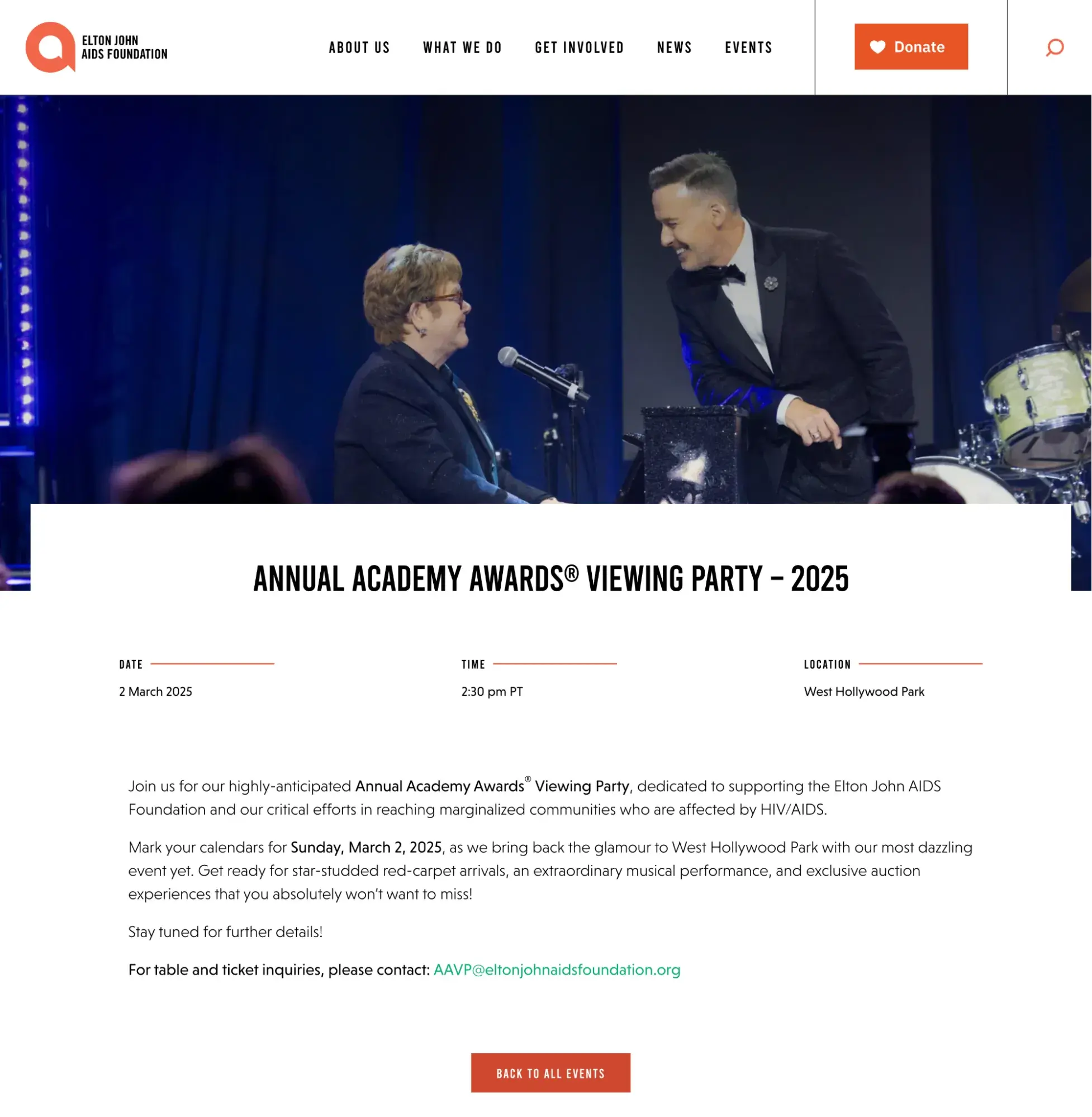 screenshot of elton john's charity AIDS gala