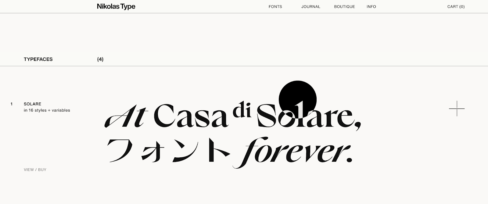 Monochrome Nikolas Type homepage featuring a variety of typography styles.