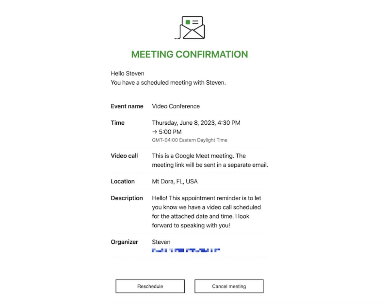 Appointment scheduling software Pipedrive meeting confirmation