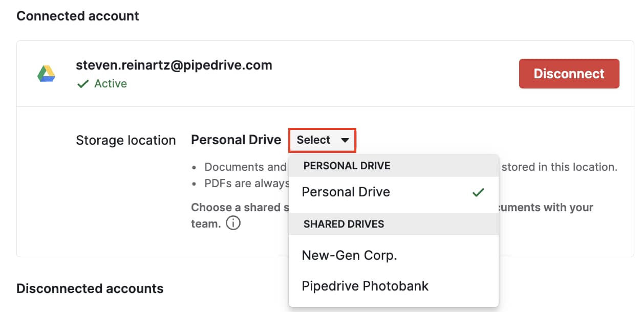 Digital Asset Management Pipedrive Smart Docs personal drive