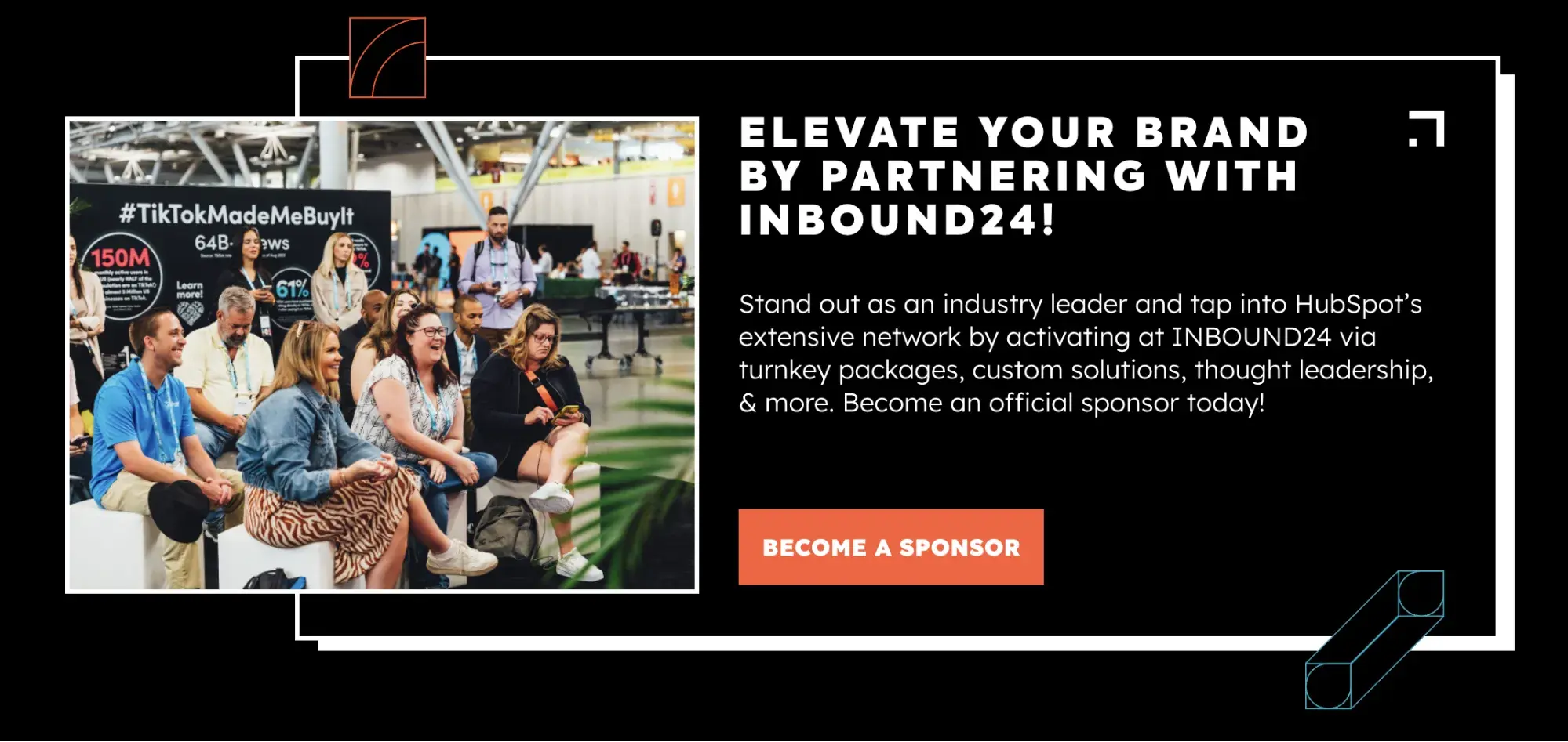 Screencap of INBOUND website. “Elevate your brand by partnering with INBOUND24!”