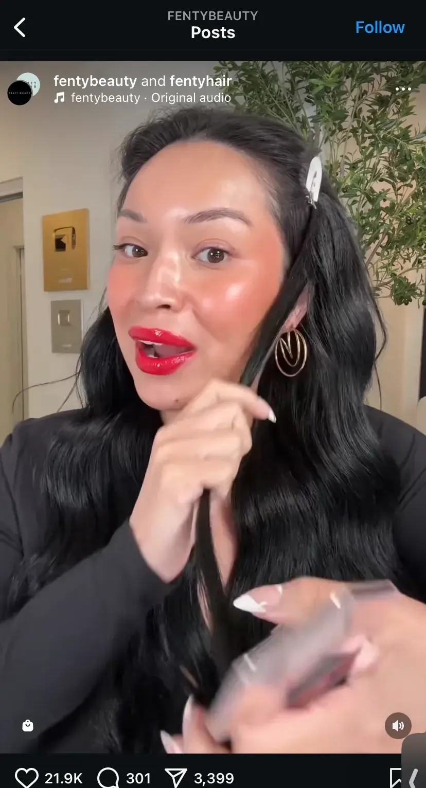 Beauty influencer Stephanie Valentine promotes Fenty products by creating a holiday look.