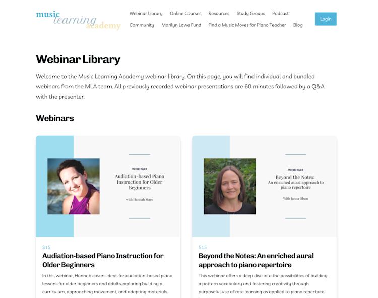 Music Learning Academy webinar library