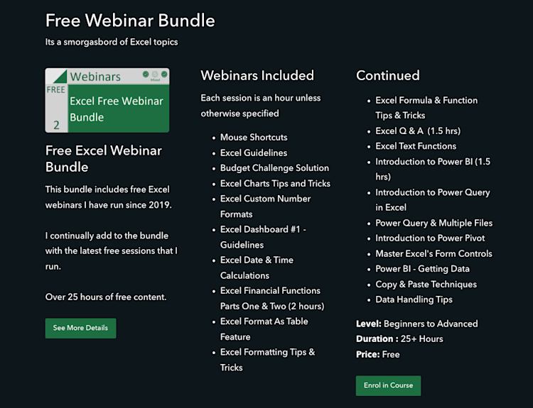 Excel Yourself Free Webinar Bundle