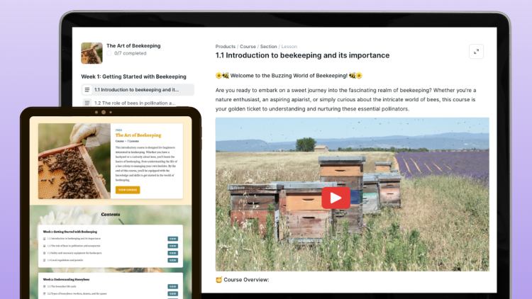 Example beekeeping course and landing page