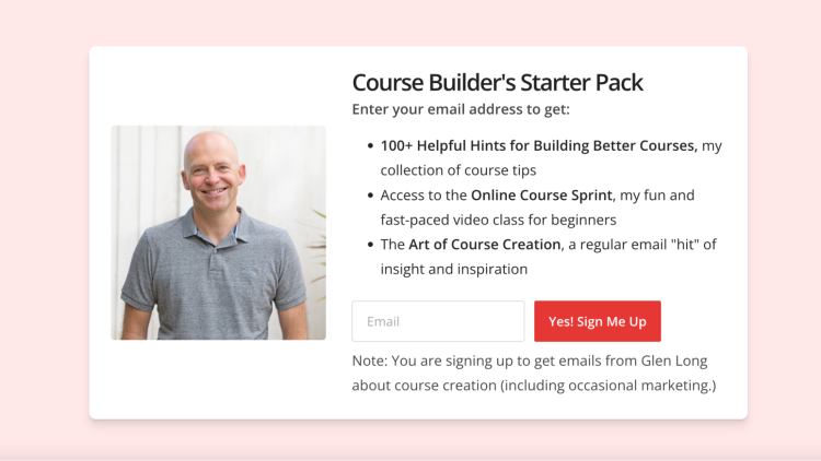 Course builder starter pack Glen long lead magnet example