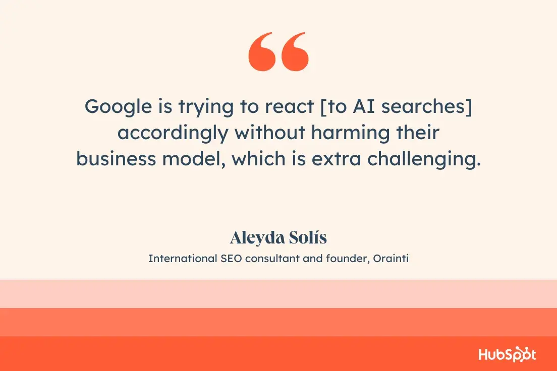 “Google is trying to react [to AI searches] accordingly without harming their business model, which is extra challenging.”