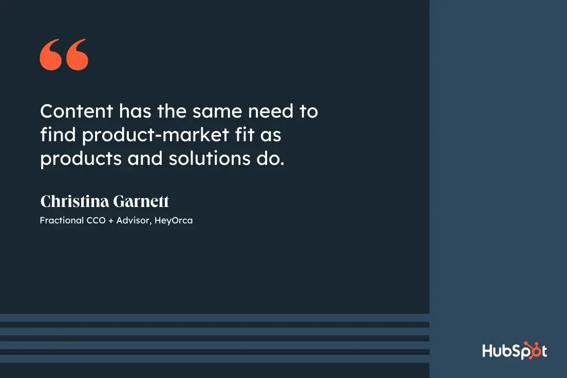 top six social media marketing challenges; finding ideas for new content; content has the same need to find product-market fit as products and solutions do; Christina Garnett, fractional CCO and advisor, HeyOrca