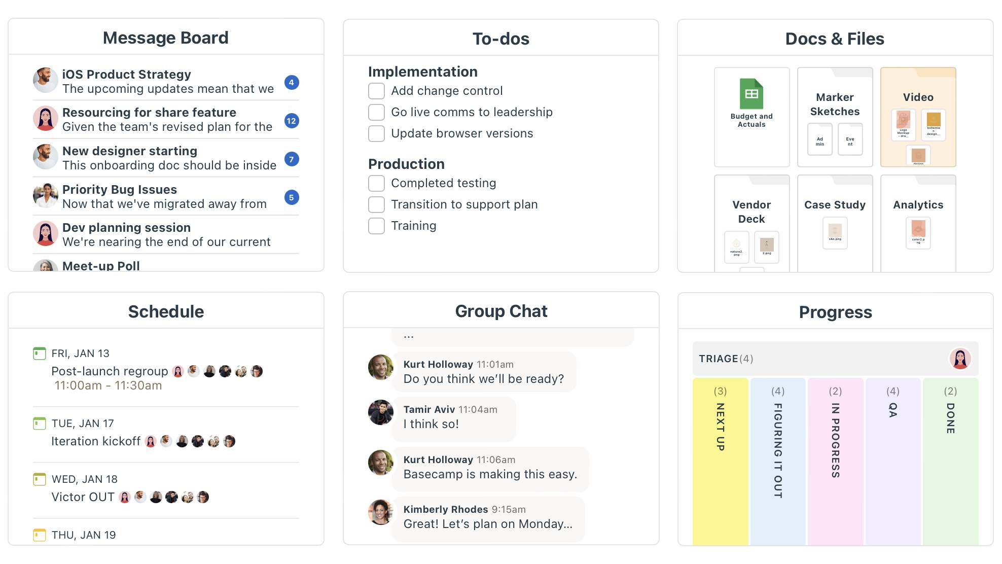 Creative management software Basecamp dashboard