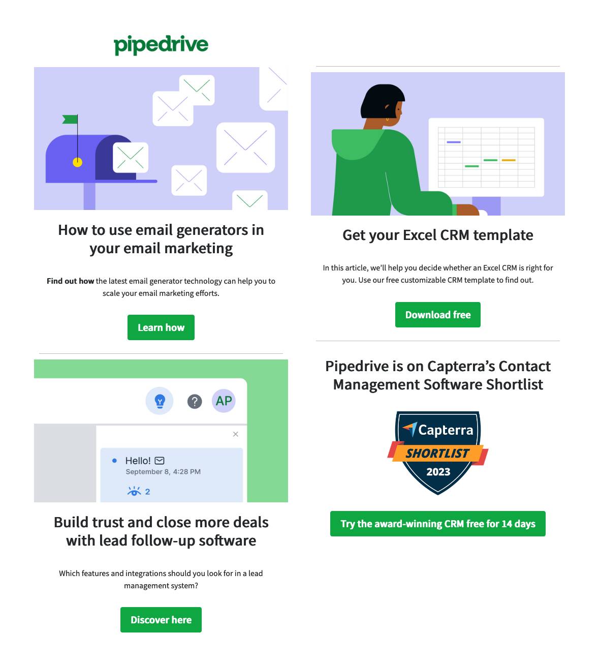 Email content Pipedrive newsletter