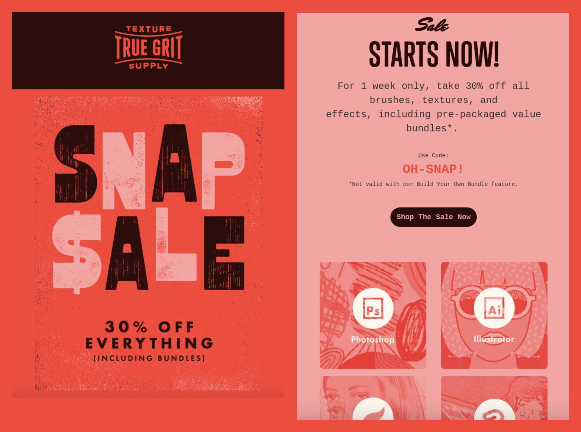 Email content True Grit promotion