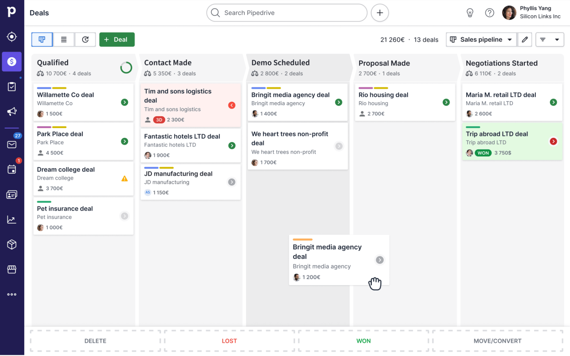 Product service management Pipedrive deals