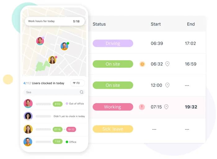 attendance management software Connecteam dashboard