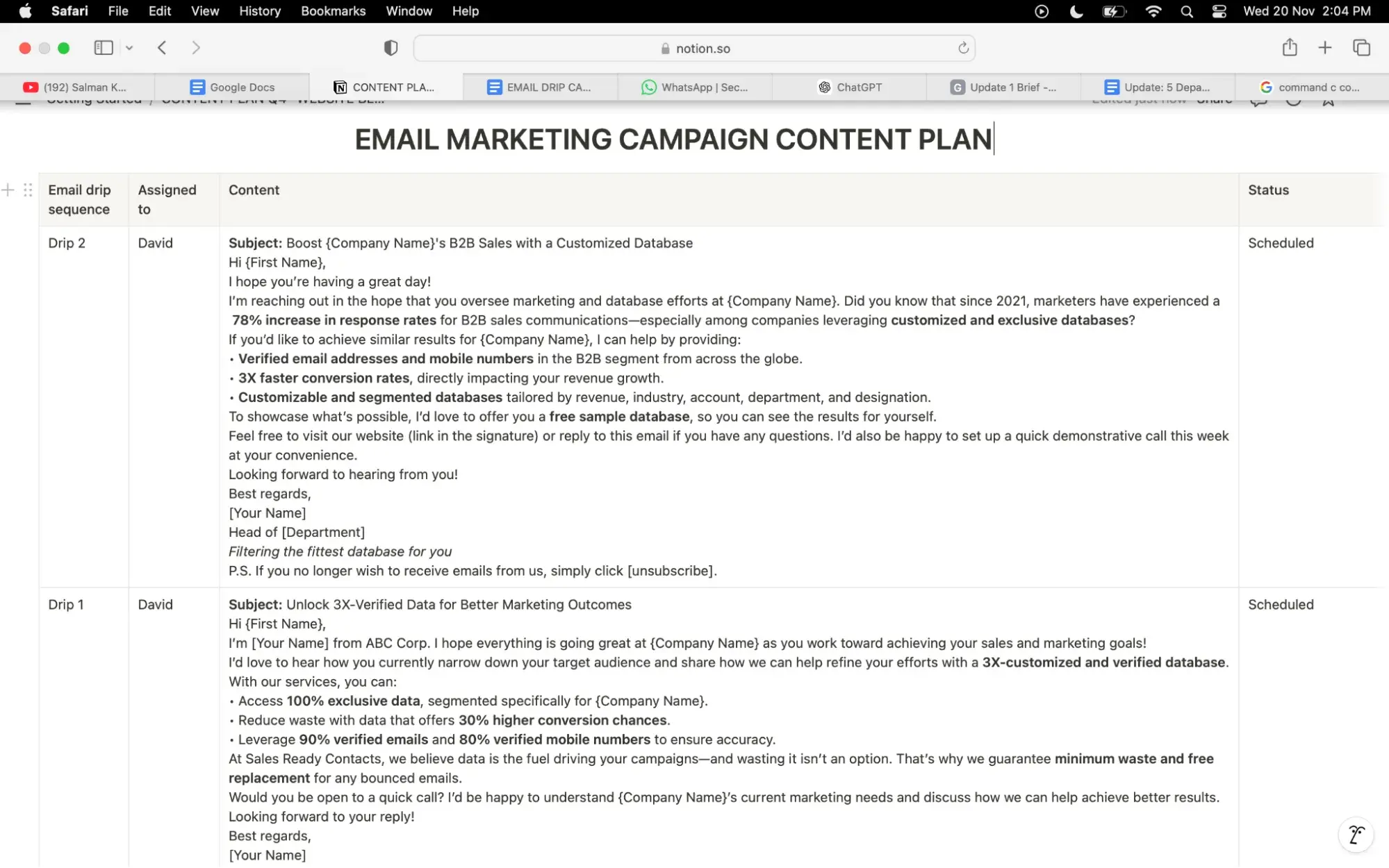 content marketing roles, email marketing campaign content planning