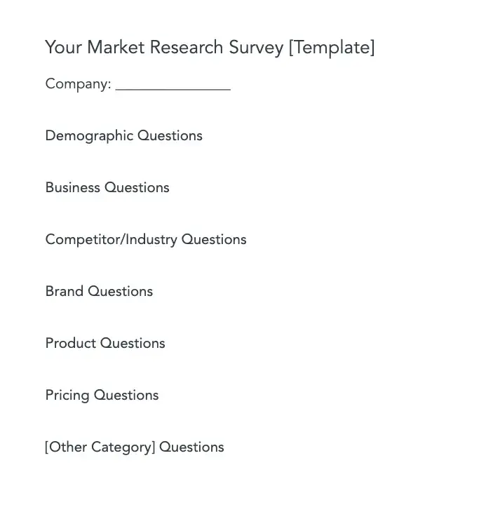 market analysis questions template