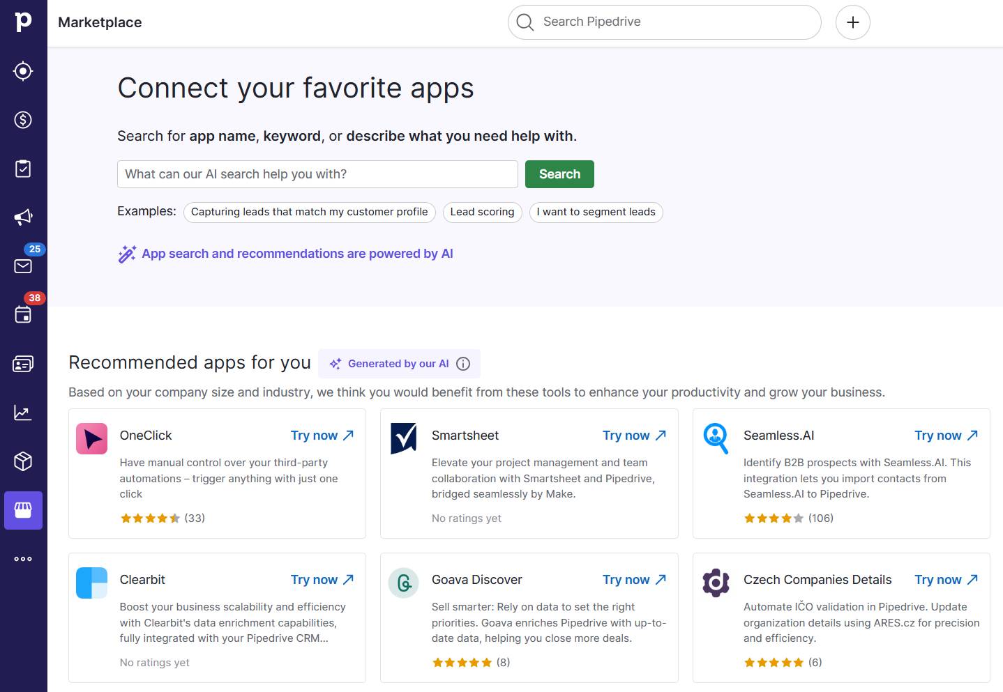 integrating ai into crm Pipedrive Marketplace