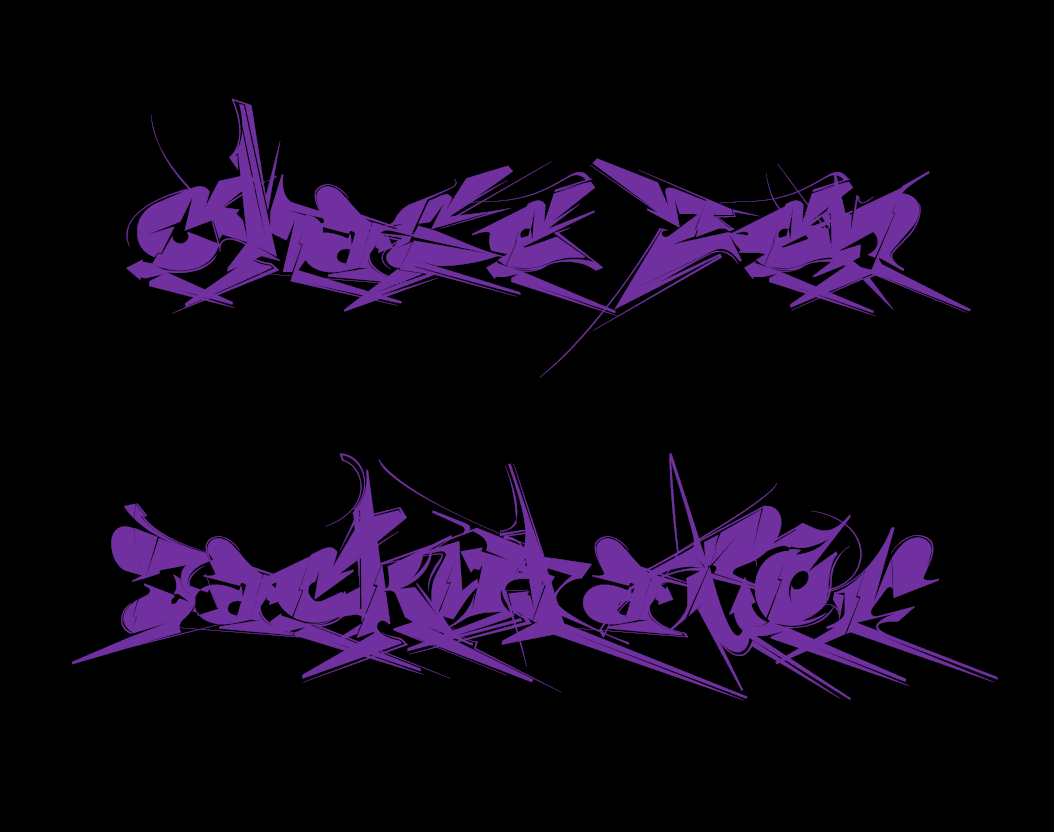 The words “Chase Zen Jackulator” in a wildstyle graffiti font of the same name.