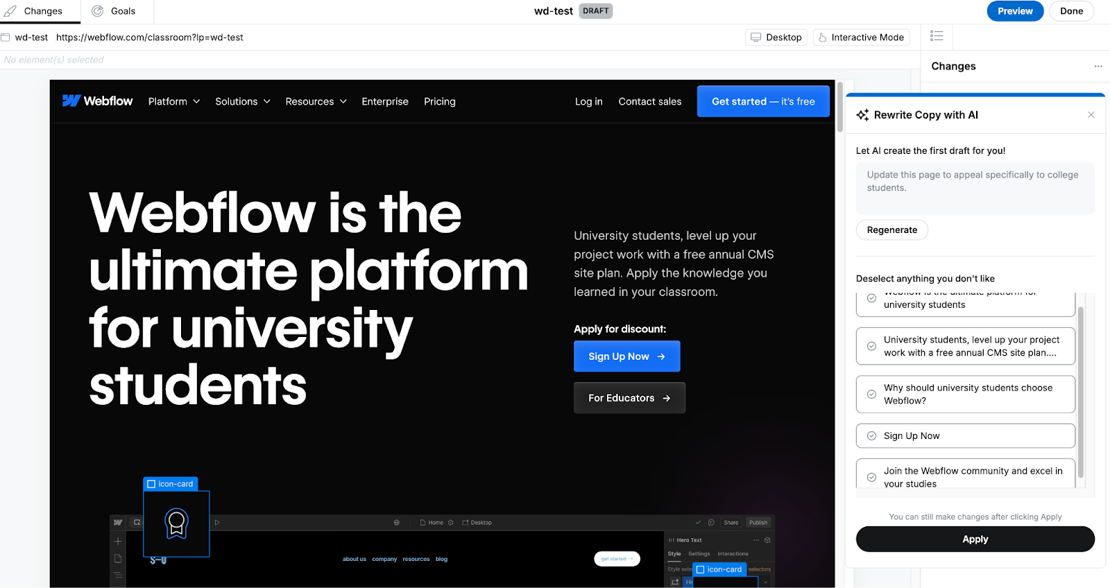 AI suggests copy changes