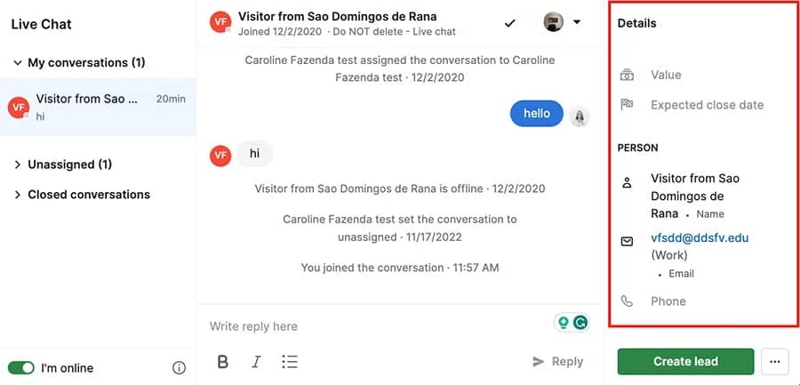 Brand awareness Pipedrive live chat data