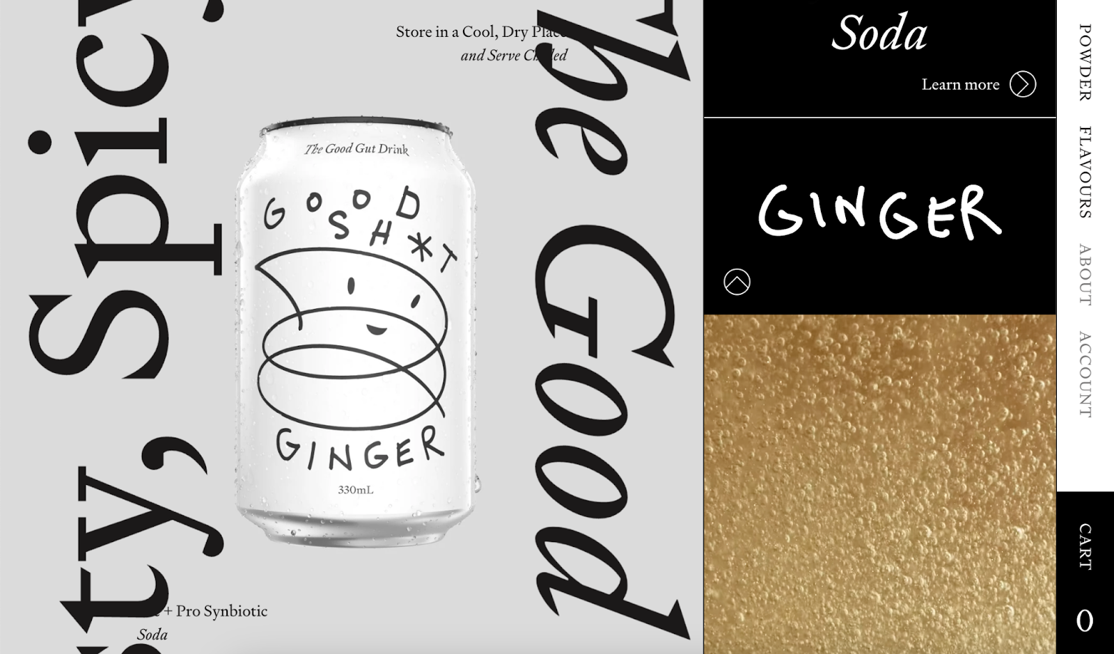 Can of Good Sh*t probiotic soda featuring chicken scratch doodles in the logo