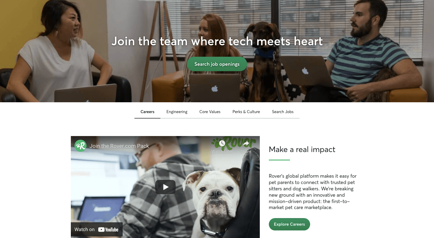 Inbound recruiting Rover's career page