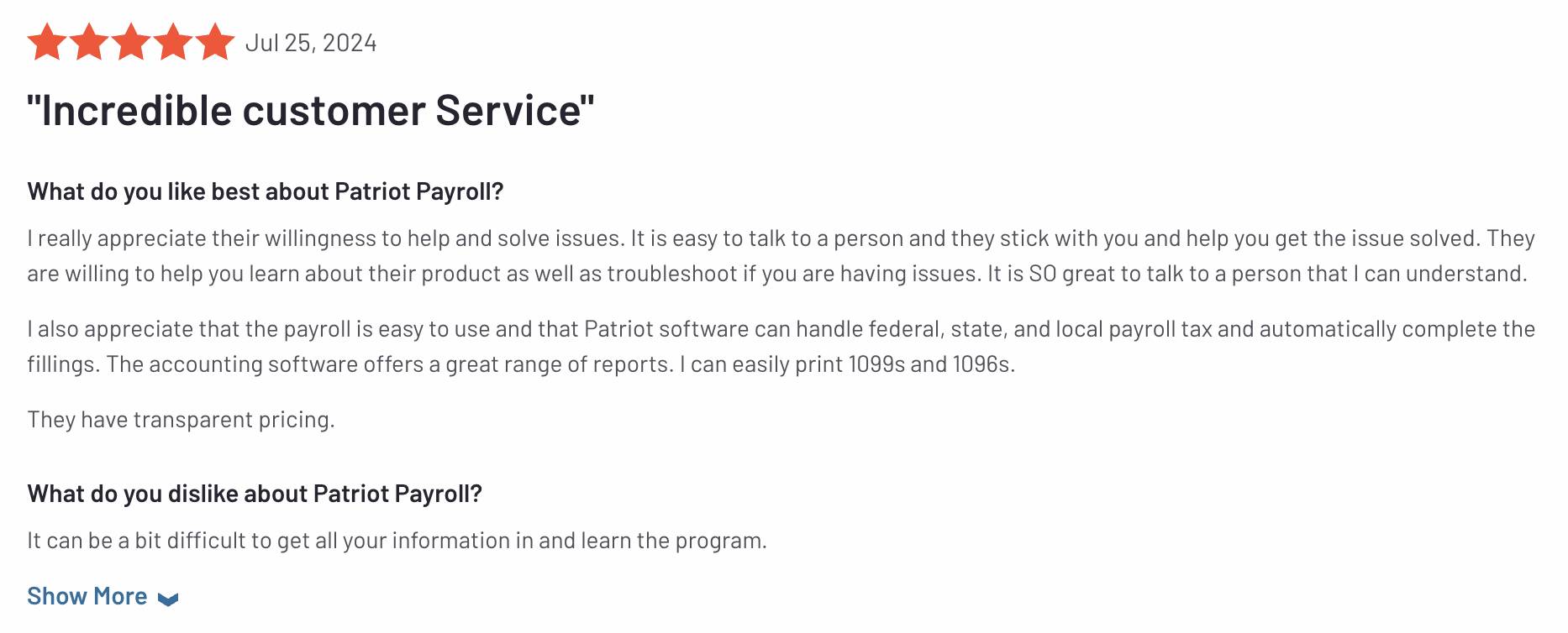 Payroll management software GR review of Patriot