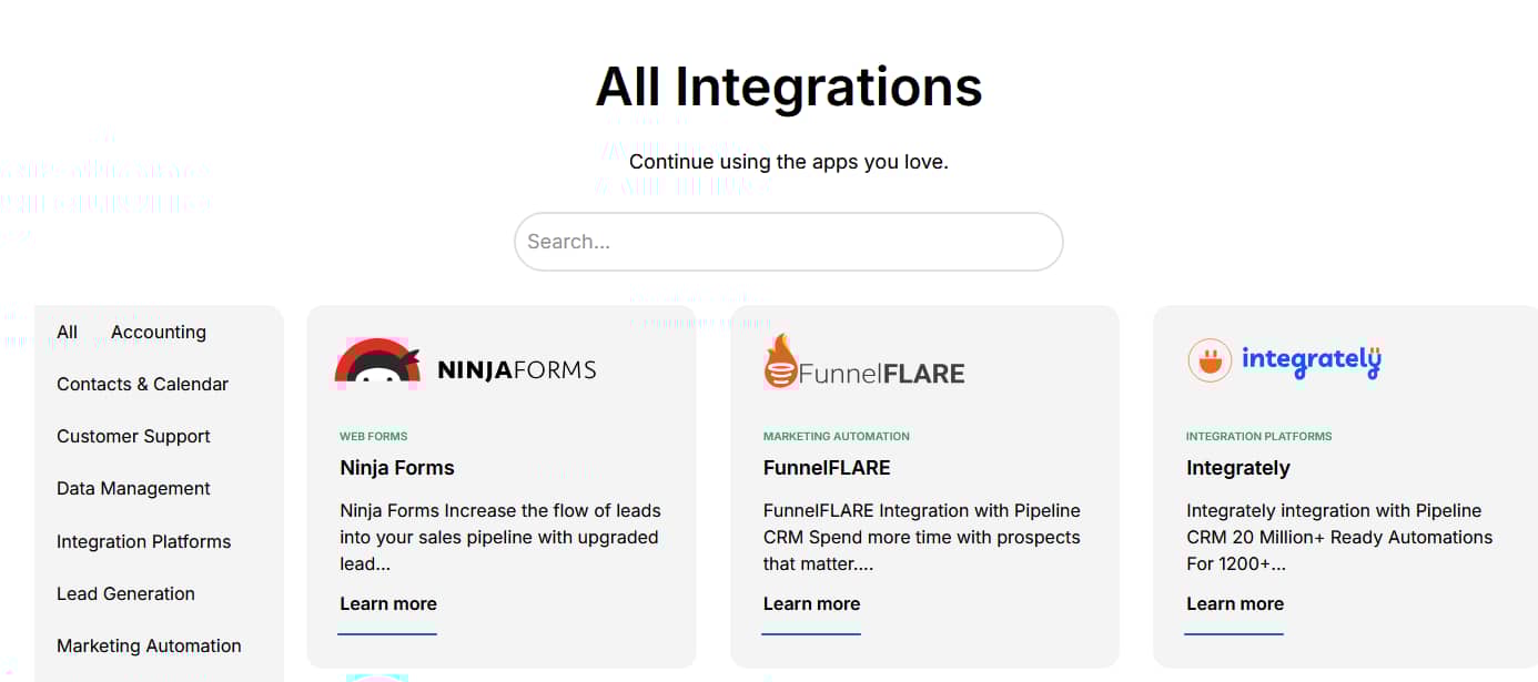 Pipedrive vs. Pipeline CRM integrations