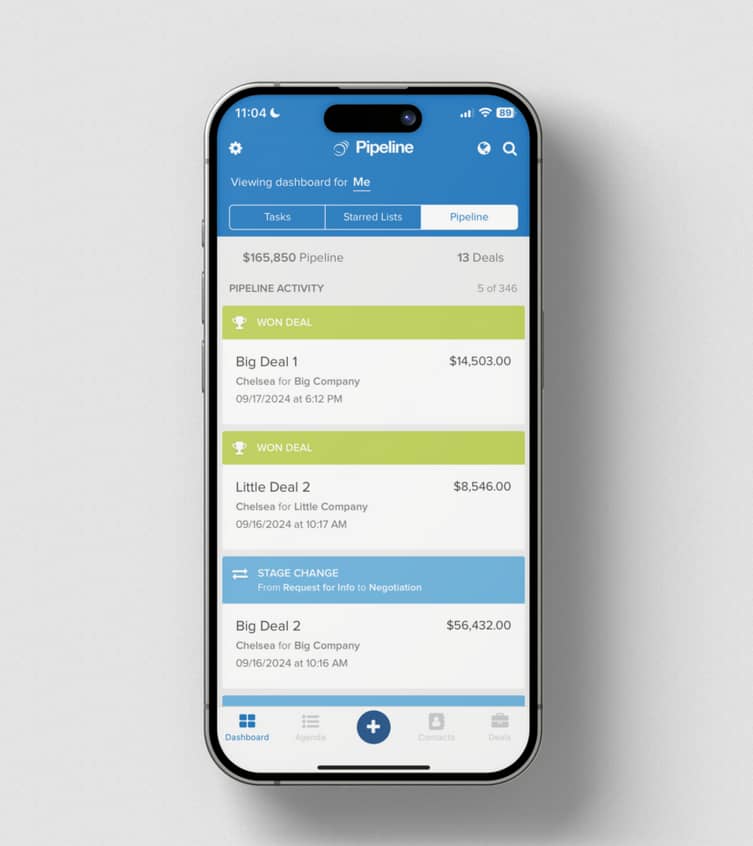 Pipedrive vs. Pipeline CRM mobile app