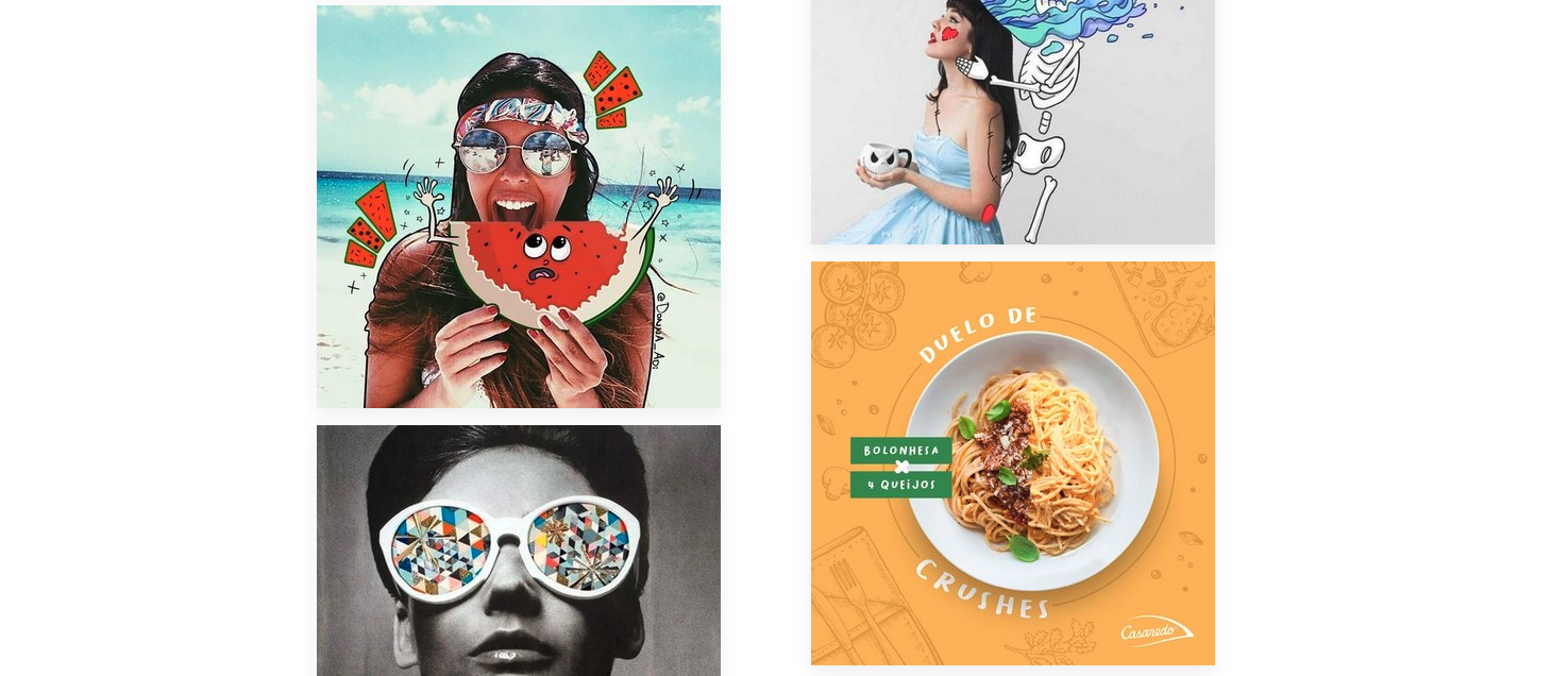 Examples of visual blending that combine photographs with illustration.