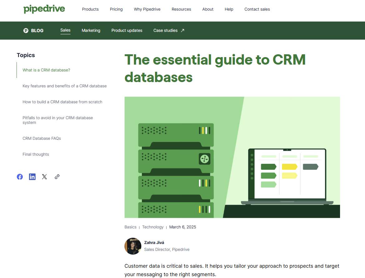 B2B content marketing Pipedrive blog post example
