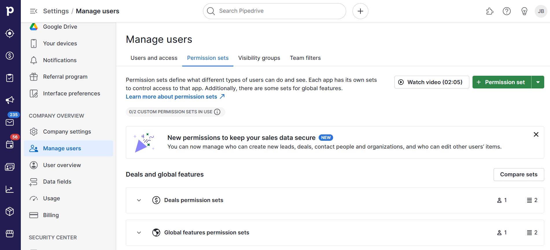 Business continuity management Pipedrive access controls