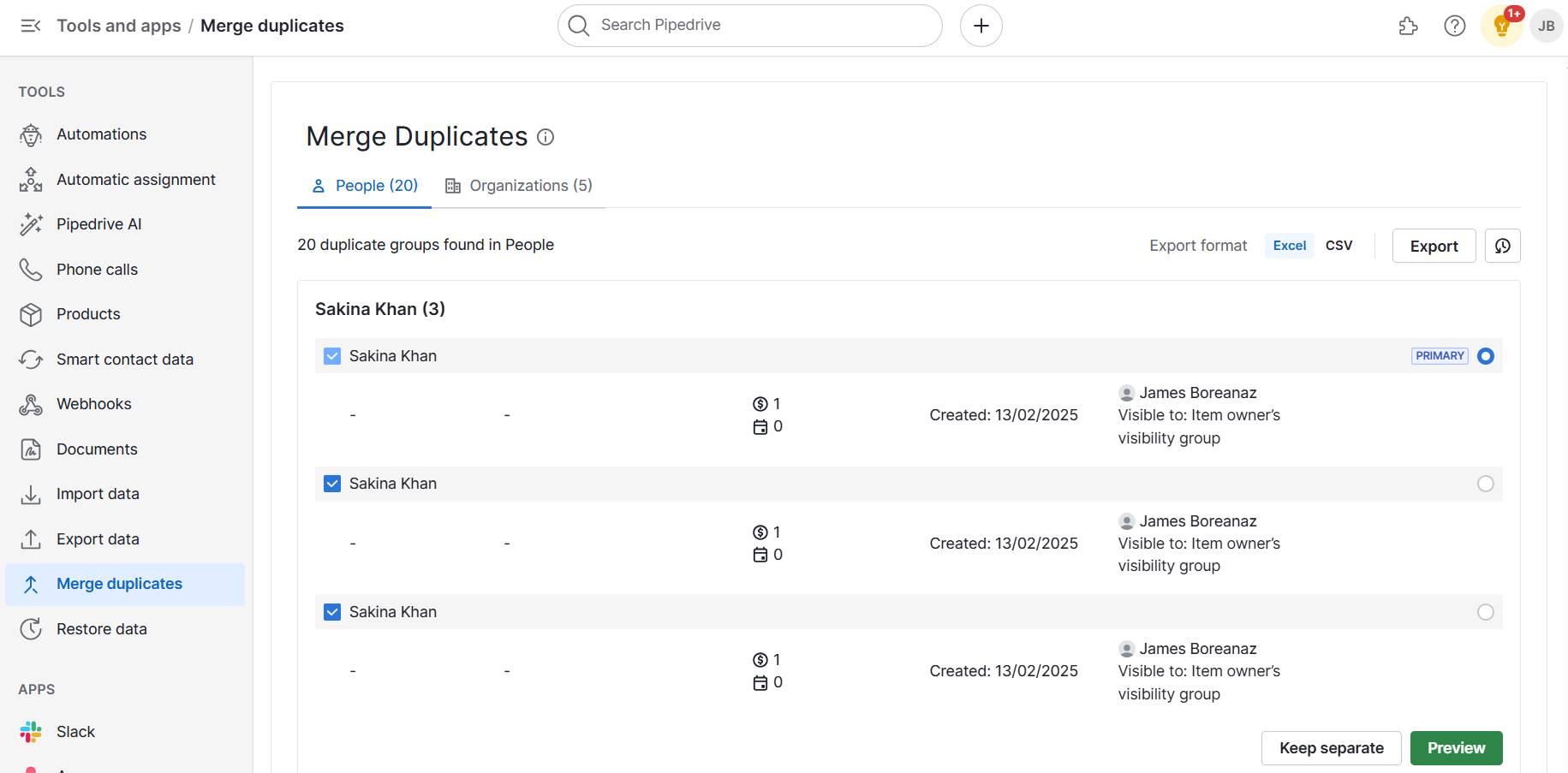 Pipedrive merge duplicates