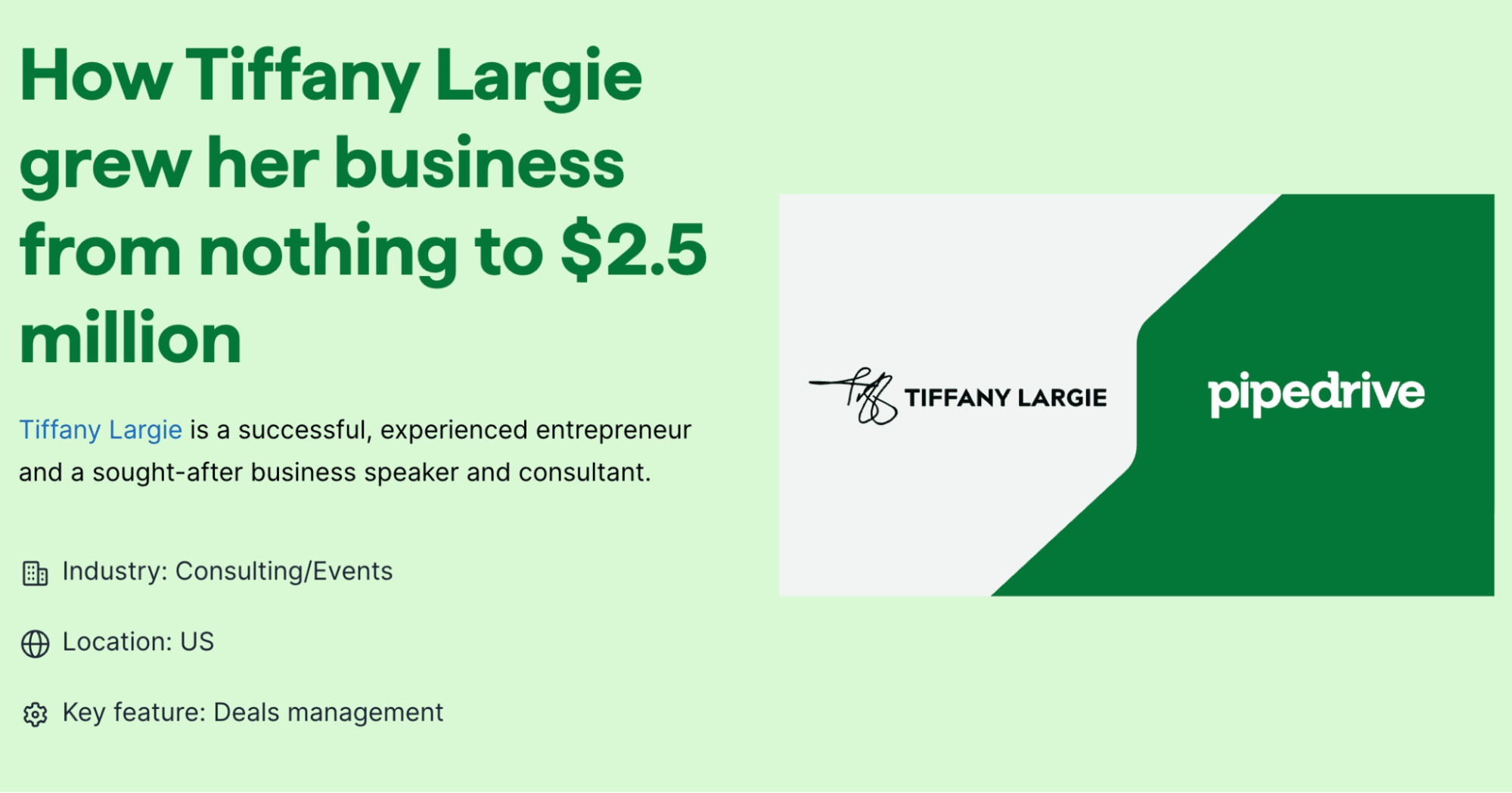 b2b sales enablement `Pipedrive Tiffany Largie case study