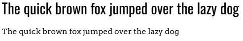 A screenshot of the sentence “The quick brown fox jumped over the lazy dog,” once as a heading in Arvo font and again as body text in Oswald font.
