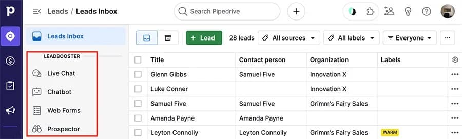 B2B marketing Pipedrive Leadbooster
