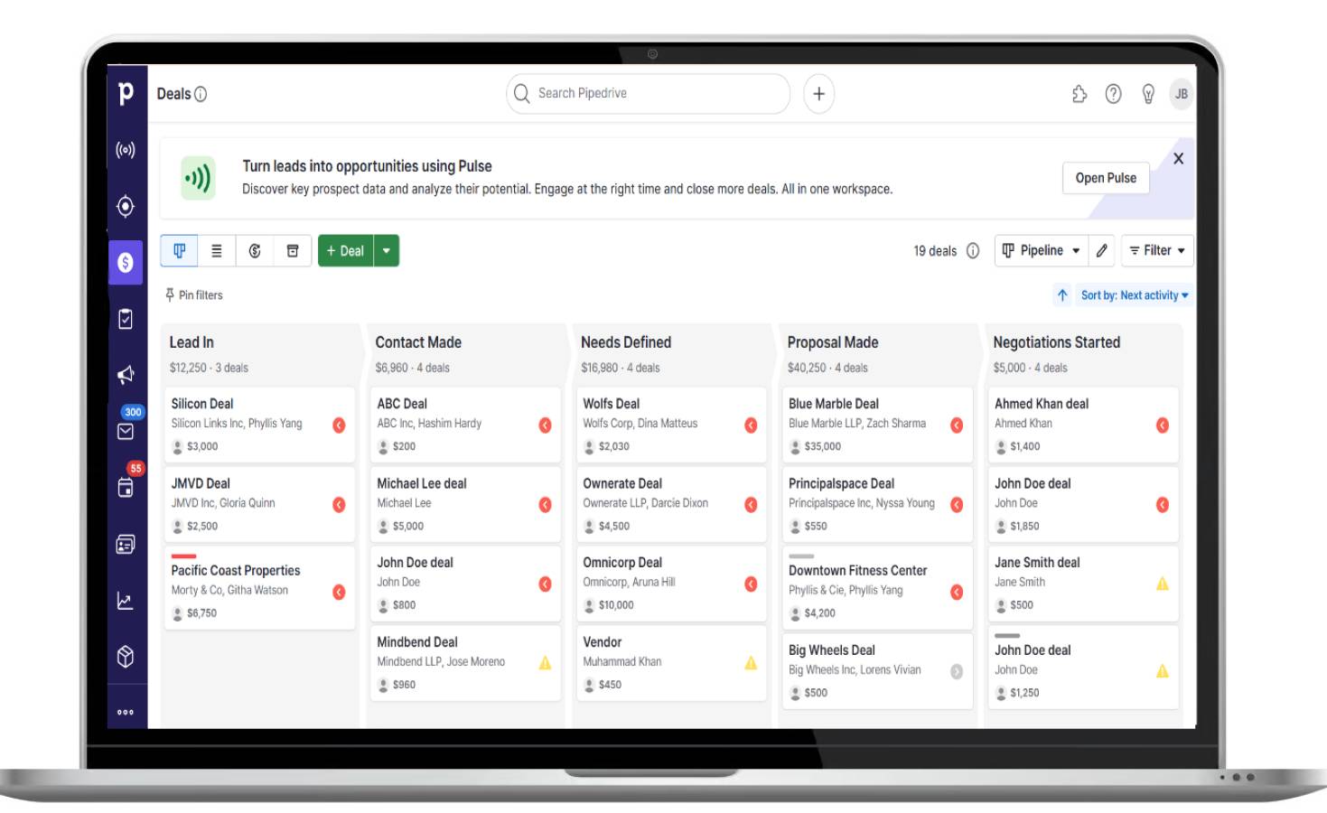 Issue tracking software Pipedrive deal pipeline