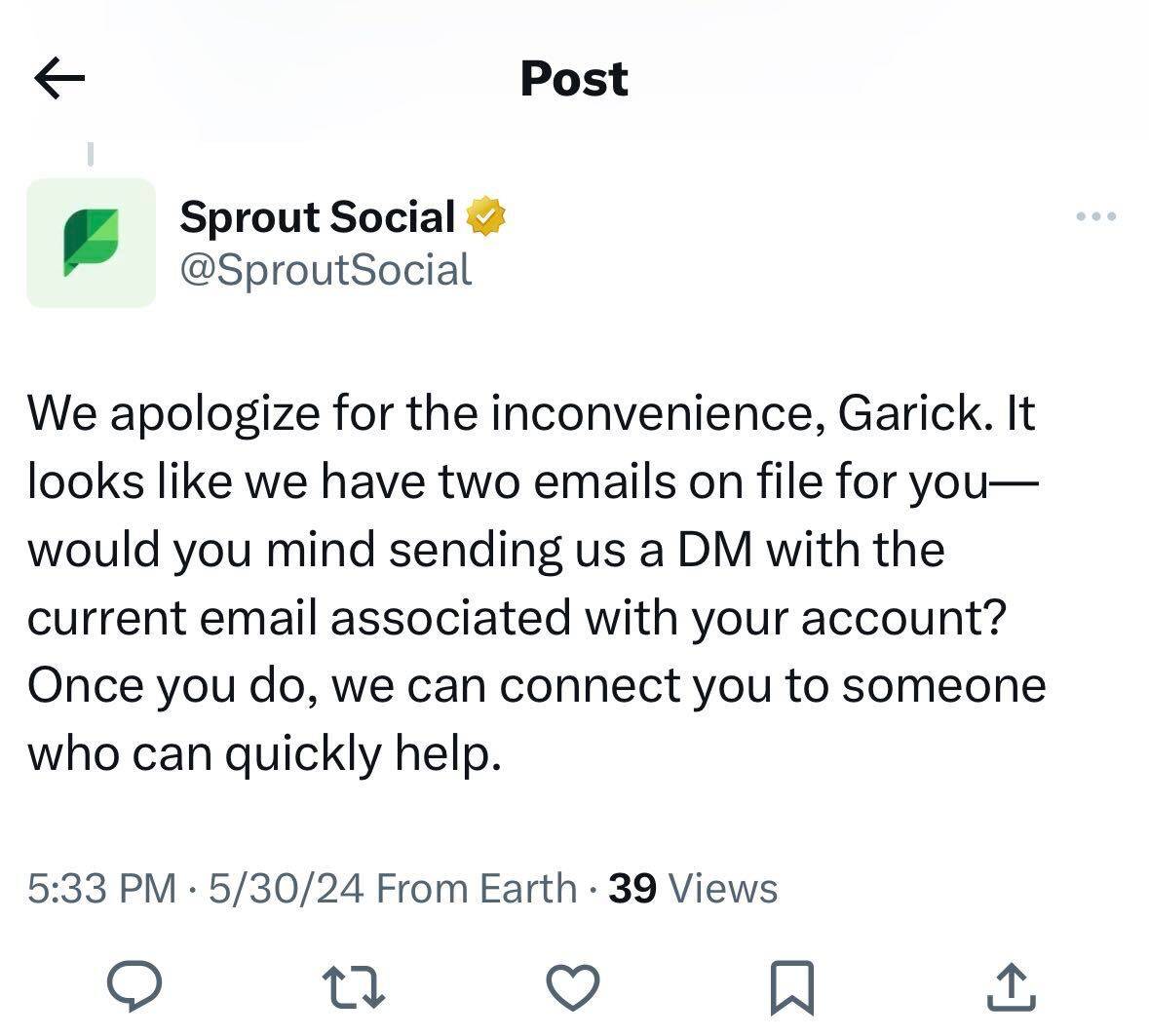 Reputation management Sprout Social X