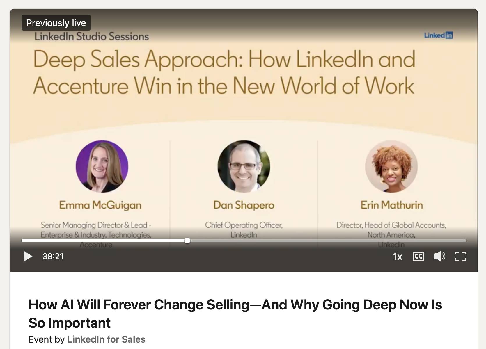 Sales experience LinkedIn webinar