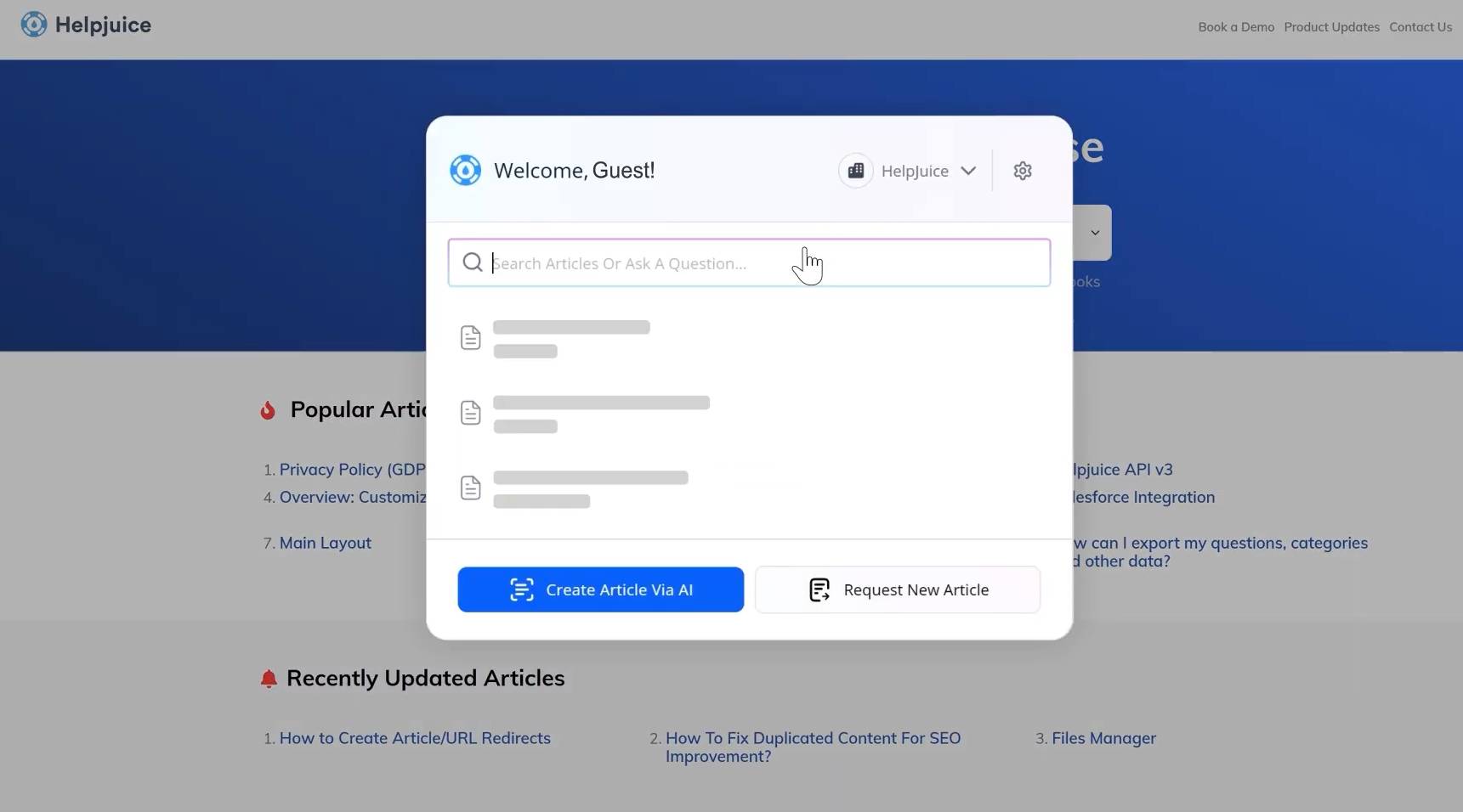 knowledge management software helpjuice interface